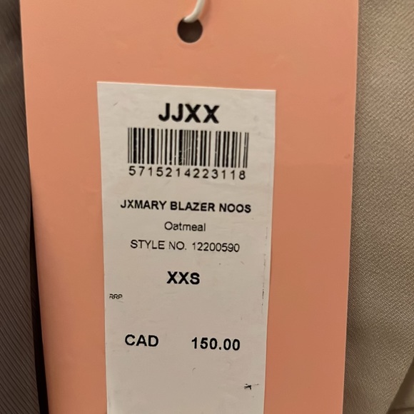JJXX Double-Breasted Blazer size XXS Oatmeal color OVERSIZED - Picture 5 of 5